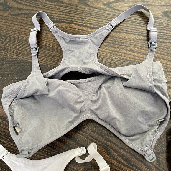 Maternity & Nursing Sports Bra Set of 3 - black, white, and gray - Picture 10 of 14